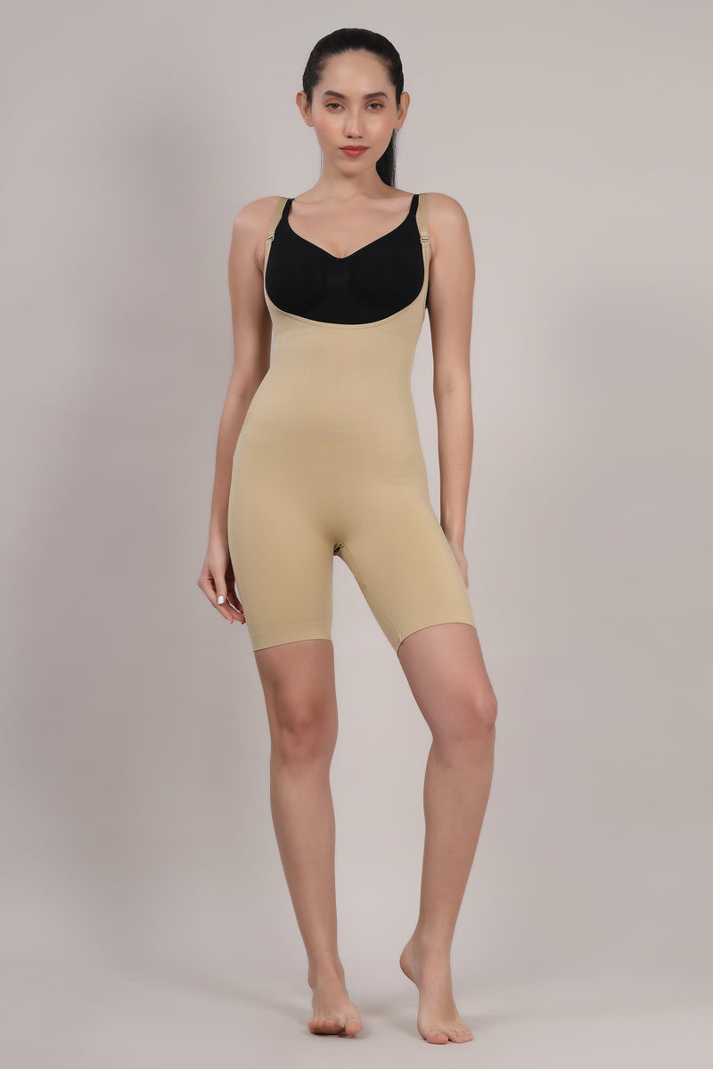 Beige Open-Bust Full Body Shaper